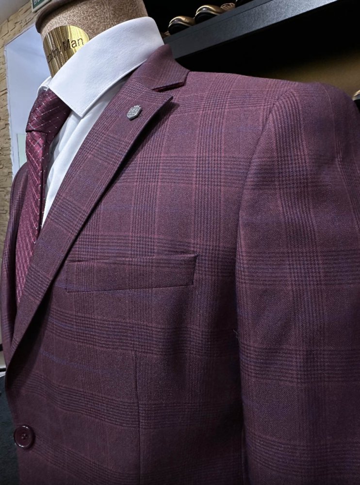 Костюм MAZALTOVMAN 3-ка Бордовый в клетку
