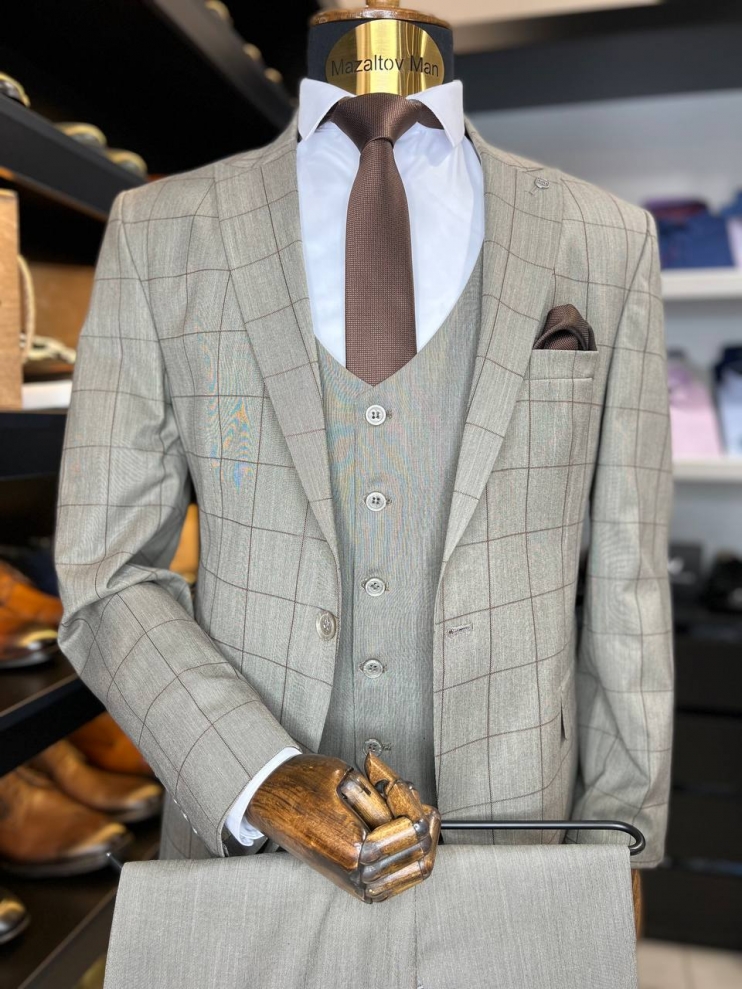 Костюм ДОВ 3-ка Коричневый в клетку