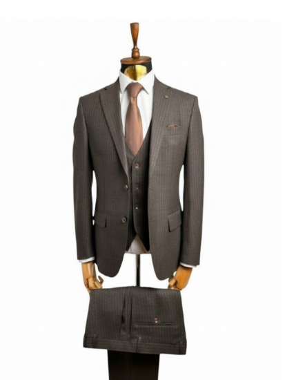 Костюм MAZALTOVMAN 3-ка премиум Коричневый в полоску