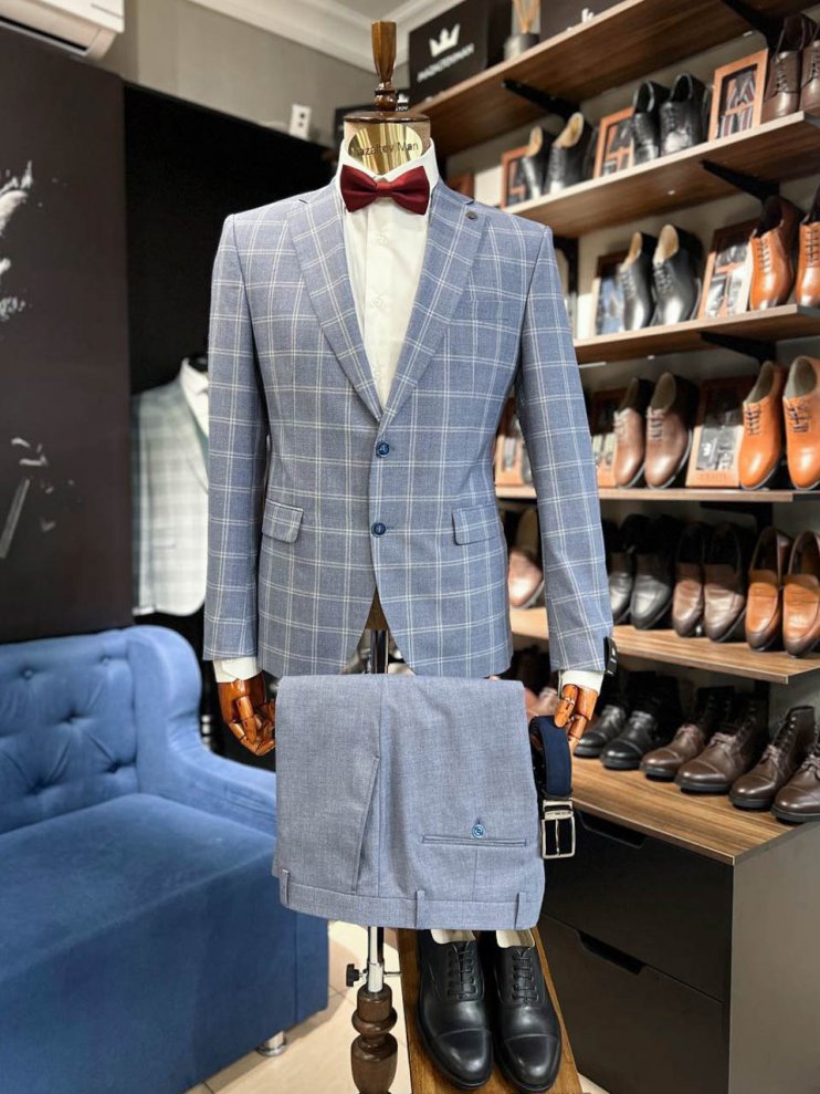 Костюм MAZALTOVMAN 2-ка премиум Голубой в клетку