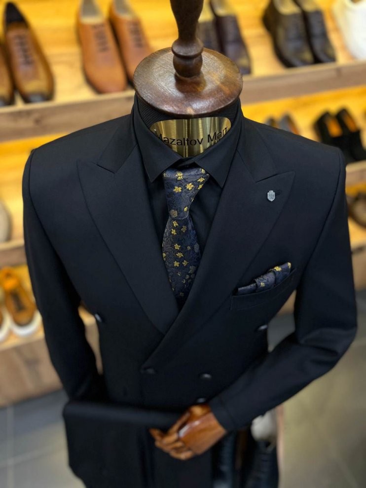 Костюм MAZALTOVMAN 2-ка премиум Черный двубортный